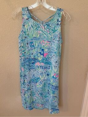 Lilly Pulitzer Sleeveless Texas Print Shift Dress - Light Aqua. Size S.
